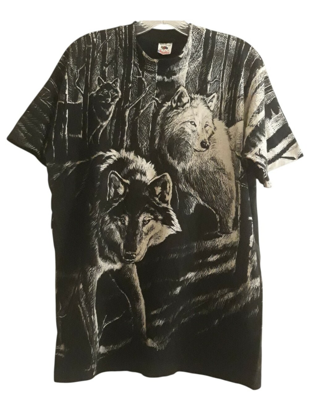 1993 Harlequin NG Black & White Wolf Graphic Tee